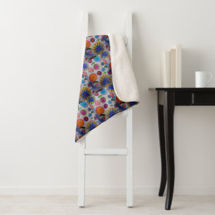 Modern Floral Sherpa Blanket