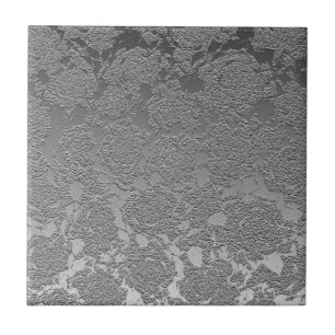Modern Floral Silver Light Grey Pattern Ceramic Tile