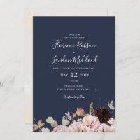 Modern Floral Simple Navy All In One Wedding