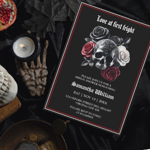 Modern Floral Skull Halloween Bridal Shower Invitation