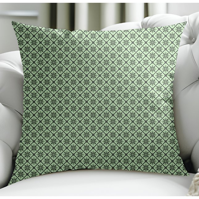 Modern Floral Small Plaid Pattern Light Green Cushion (Creator Uploaded)