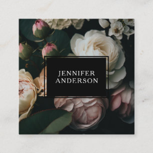 Modern floral square business card