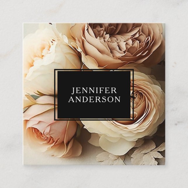 Modern floral square business card (Front)
