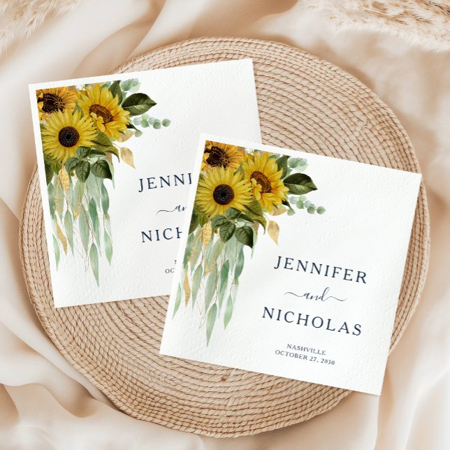 Modern Floral Sunflower Wedding  Napkin (Modern Floral Sunflower Wedding Napkins)