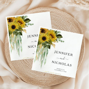 Modern Floral Sunflower Wedding Napkin