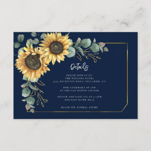 Modern Floral Sunflower Wedding Reception Details Enclosure Card