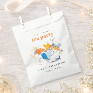 Modern Floral Tea Cup Bridal Shower Tea Party  Favour Bag