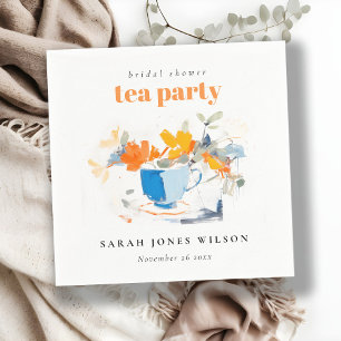 Modern Floral Tea Cup Bridal Shower Tea Party Napkin