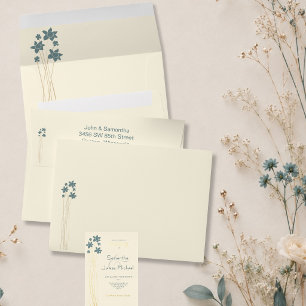 Modern Floral Teal and Ivory Wedding Invitation Envelope