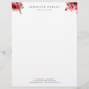 Modern Floral Template Elegant Simple Professional Custom Letterhead
