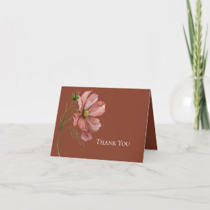 Modern Floral Terracotta Photo Wedding  Thank You Card