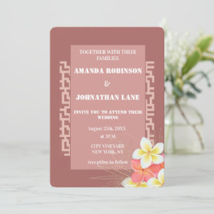 Modern Floral Terracotta Wedding Invitation