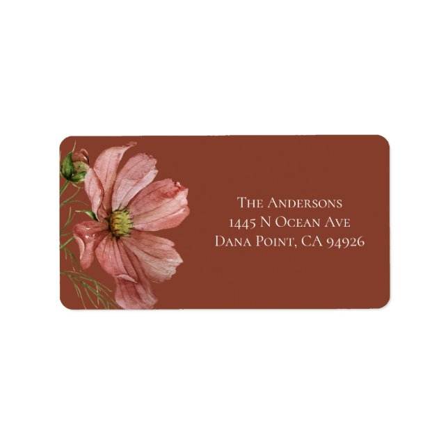 Modern Floral Terracotta Wedding  Label (Front)