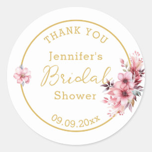 Modern Floral Thank You Classic Round Sticker
