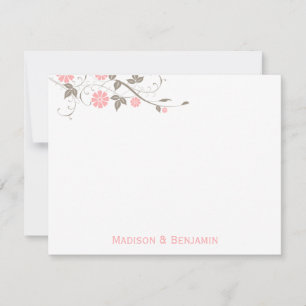 Modern Floral Thank You Note - Soft Pink Card
