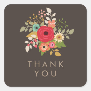 MODERN FLORAL THANK YOU STICKERS