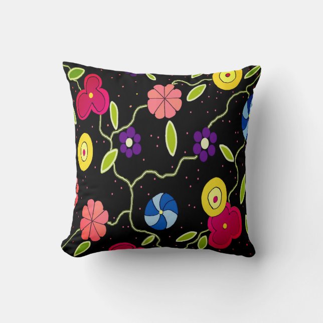 Modern Floral Throw Pillow (Front)