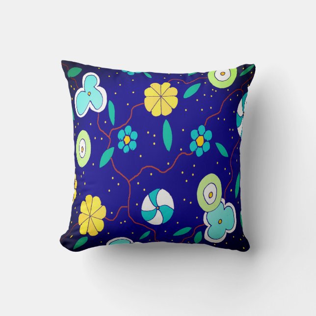 Modern Floral Throw Pillow (Front)