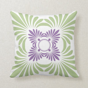 Modern Floral Throw Pillows:Purple Green Cushion