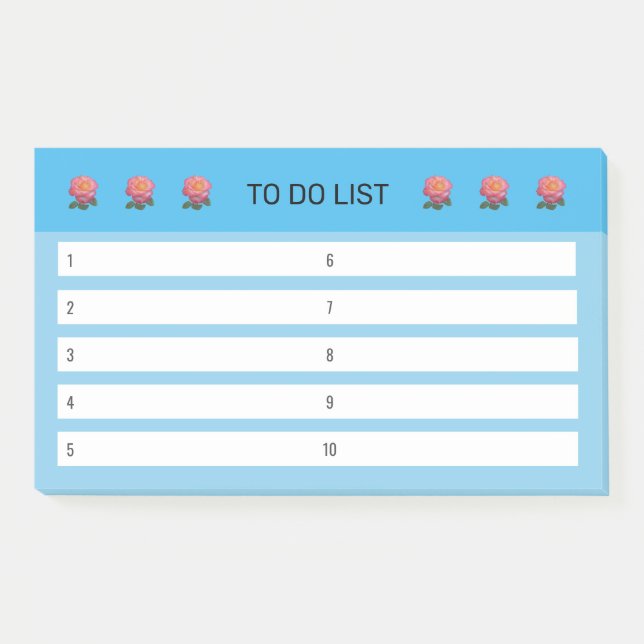 Modern Floral To Do List  on Turquoise & White Post-it Notes (Front)