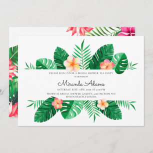 Modern Floral Tropical Palm Leaves Bridal Shower Invitation