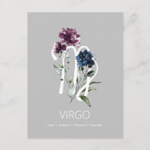 Modern Floral Virgo Symbol Postcard