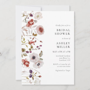 Modern Floral Watercolor Boho Bridal Shower Invitation