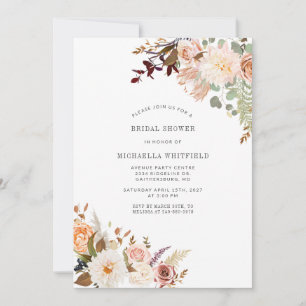 Modern Floral Watercolor Bridal Shower Invitation