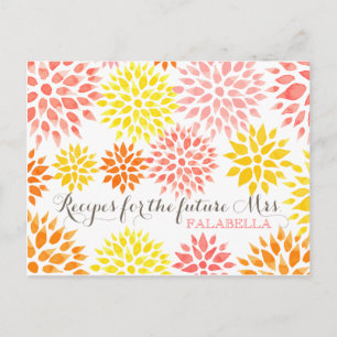 Modern Floral Watercolor Bridal Shower Recipe Card