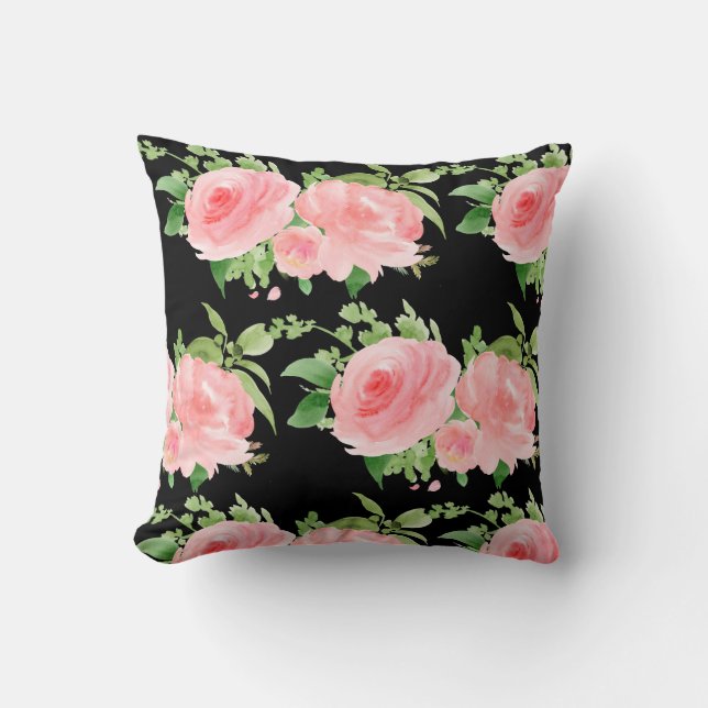 Modern Floral Watercolor Cushion (Front)