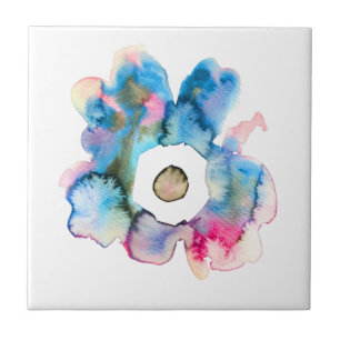 Modern floral watercolor hand drawn flower ceramic tile