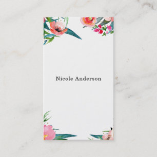 Modern Floral Watercolor Summer Tropical Chic Business Card