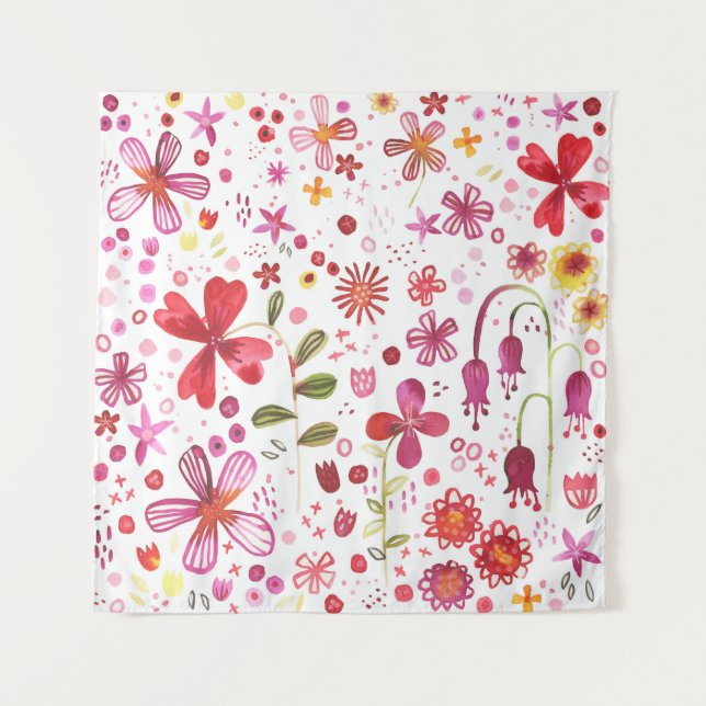 Modern Floral Watercolor Tapestry (Front)