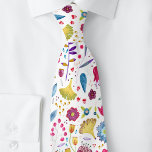 Modern Floral Watercolor Tie<br><div class="desc">A watercolor painting of flowers and leaves in rich pink, purple and teal scattered on a white background. Original art by Nic Squirrell.</div>