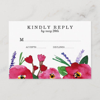 Modern Floral Watercolor Wedding | RSVP Card