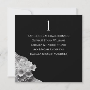 Modern Floral Wedding Black and White Invitation