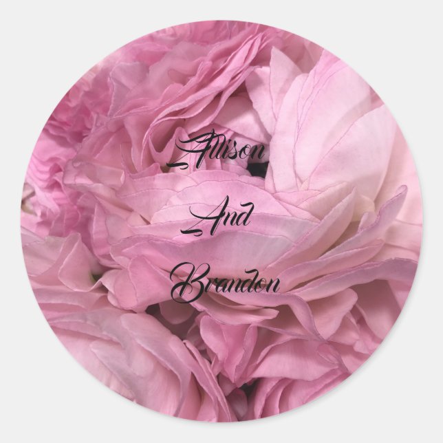 Modern floral wedding envelope classic round sticker (Front)