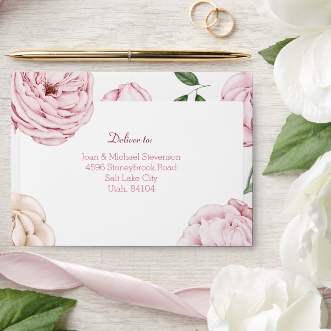 Modern Floral Wedding Envelope Pre-addressed (Wedding)