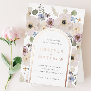 Modern Floral Wedding Foil Invitation