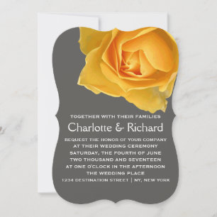 Modern Floral Wedding   Golden Yellow Roses Invitation