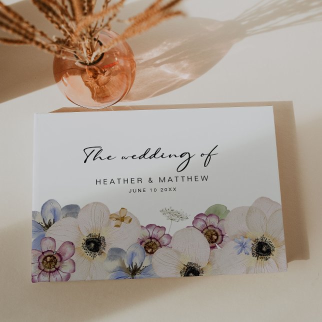 Modern Floral Wedding Guest Book (Modern Floral Watercolor  Wedding Guest Book by Painted Paperie
)