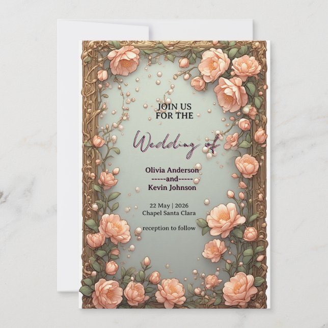 🌸 Modern Floral Wedding Info Design 🌸 Invitation (Front)