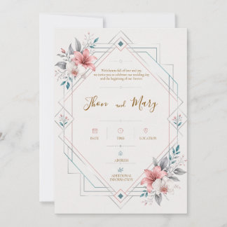 Modern Floral Wedding Invitation