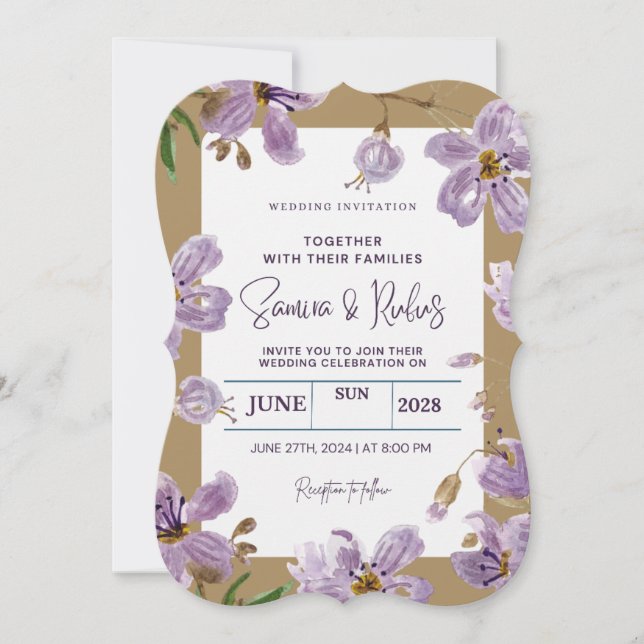 Modern Floral Wedding Invitation  (Front)