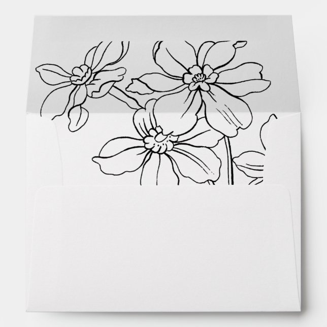 Modern Floral Wedding Invitation, Botanical  Envelope (Back (Bottom))