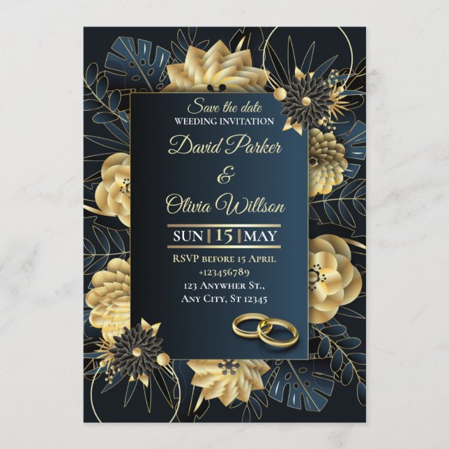 Modern Floral Wedding Invitation Custom card (Front)