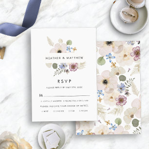 Modern Floral Wedding Meals RSVP Card