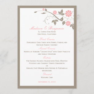 Modern Floral Wedding Menu - Soft Pink