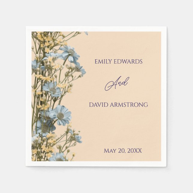 Modern Floral Wedding Napkins (Front)