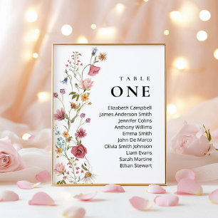 Modern Floral Wedding Seating Chart Sign Cards